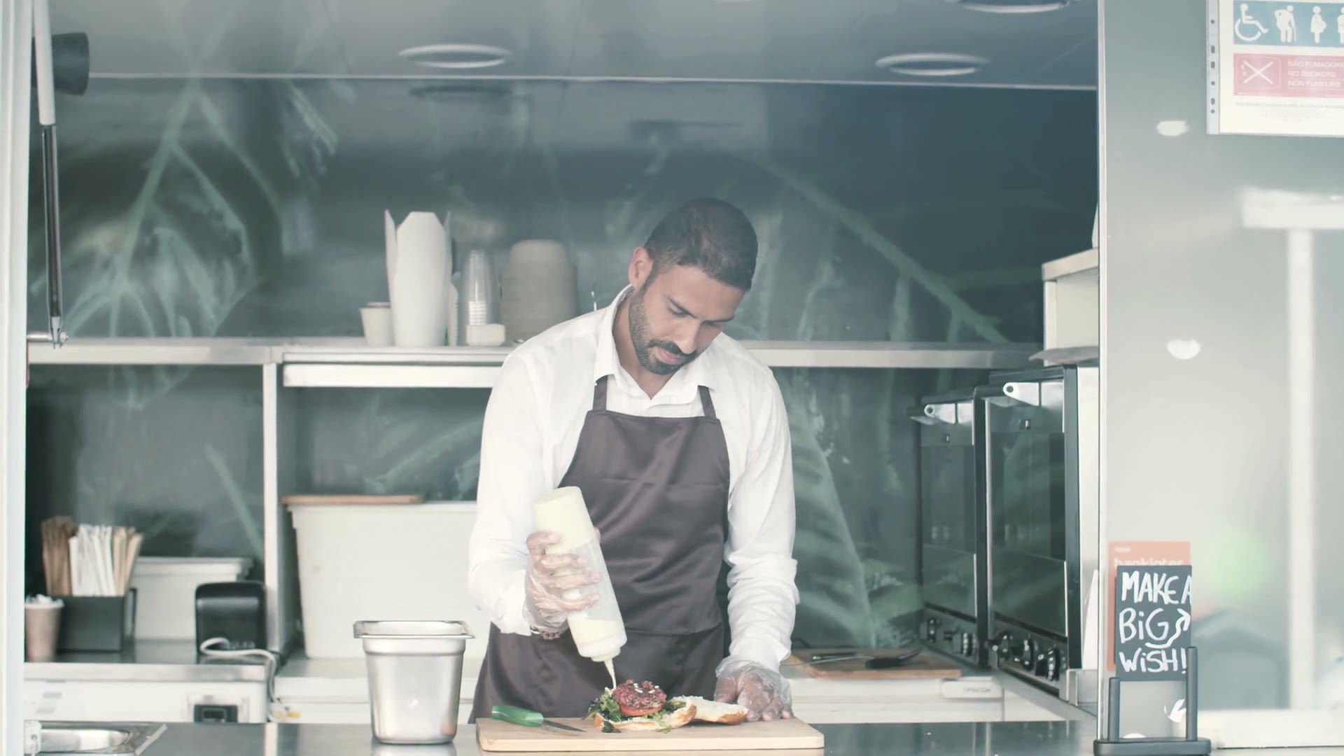 A food truck operator at work